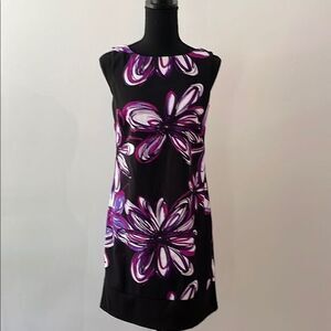 Alyx Womens Vibrant Black Purple Sleeveless Dress Sz 4